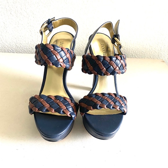 Shoe dazzle woman’s charisia navy heel sandal -7 - Picture 2 of 8